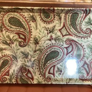 Vintage Evergreen Earthaware Bio Bamboo Fiber Paisley Print Serving Tray